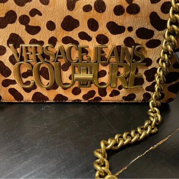 Versace Jeans Couture Animal PrintSignature Structured Medium Shoulder Bag